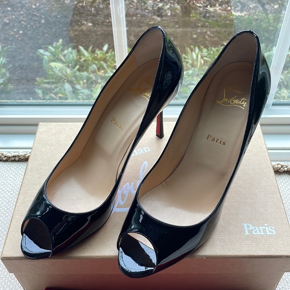 Christian Louboutin Black Peep Toe Heels - Picture 2 of 16